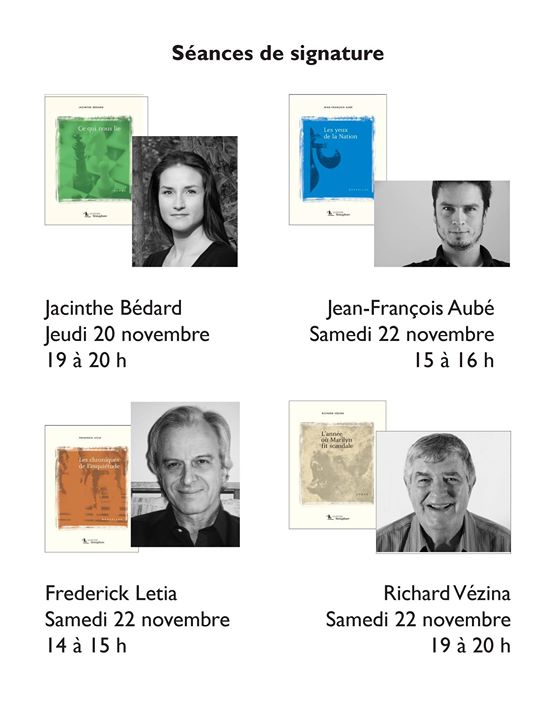 Venez rencontrer nos écrivains au Salon du livre, la semaine prochaine. Stand 400 (via facebook)