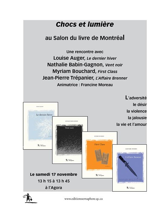 Au Salon du livre, il y aura une table ronde, « Chocs et lumière » animée… (via facebook)